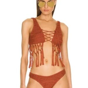 Dundas x Revolve Gwen Bikini Top in Rust Cinnamom Crochet bikini top size S